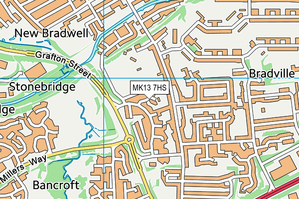 MK13 7HS map - OS VectorMap District (Ordnance Survey)