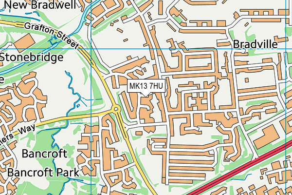 MK13 7HU map - OS VectorMap District (Ordnance Survey)