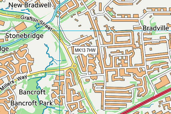 MK13 7HW map - OS VectorMap District (Ordnance Survey)