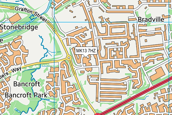 MK13 7HZ map - OS VectorMap District (Ordnance Survey)