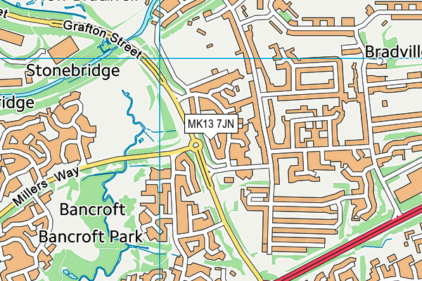 MK13 7JN map - OS VectorMap District (Ordnance Survey)