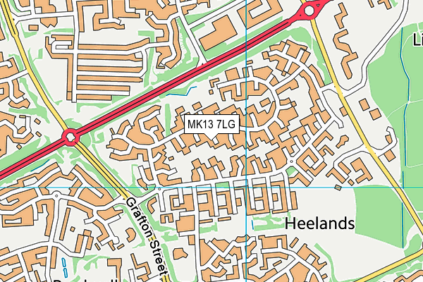MK13 7LG map - OS VectorMap District (Ordnance Survey)