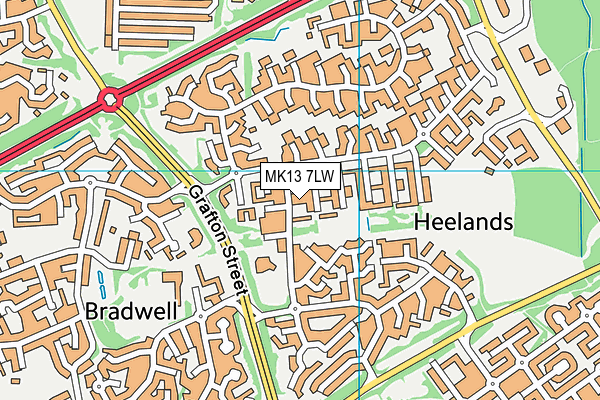 MK13 7LW map - OS VectorMap District (Ordnance Survey)