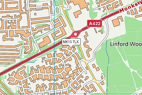 MK13 7LX map - OS VectorMap District (Ordnance Survey)