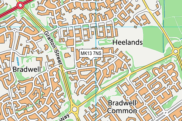 MK13 7NS map - OS VectorMap District (Ordnance Survey)