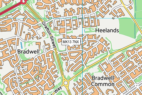 MK13 7NX map - OS VectorMap District (Ordnance Survey)