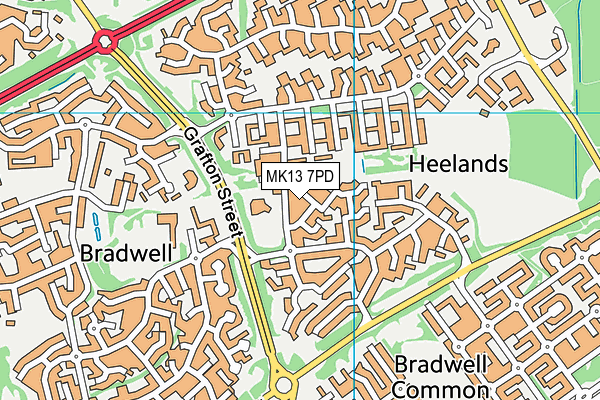 MK13 7PD map - OS VectorMap District (Ordnance Survey)