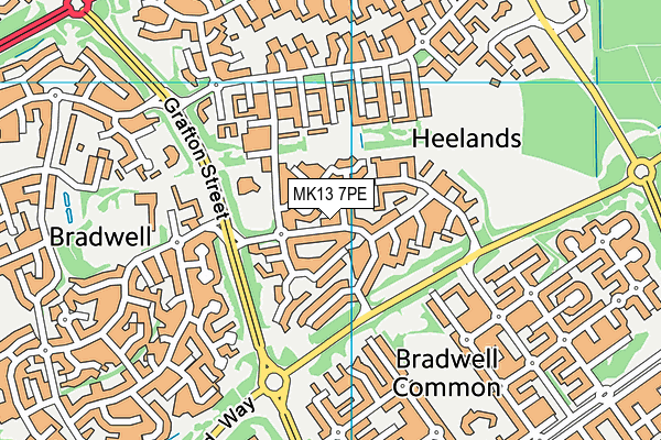 MK13 7PE map - OS VectorMap District (Ordnance Survey)