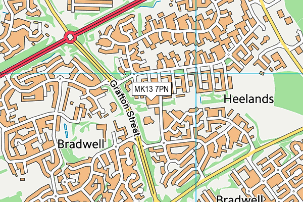 MK13 7PN map - OS VectorMap District (Ordnance Survey)