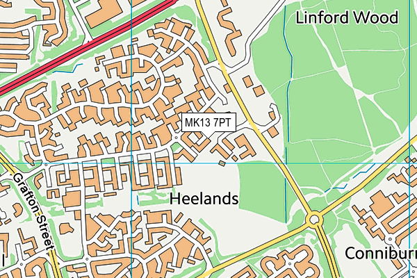 MK13 7PT map - OS VectorMap District (Ordnance Survey)