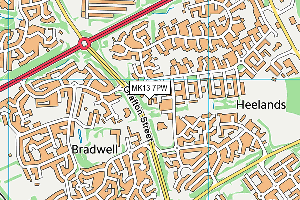 MK13 7PW map - OS VectorMap District (Ordnance Survey)