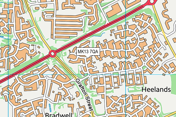 MK13 7QA map - OS VectorMap District (Ordnance Survey)