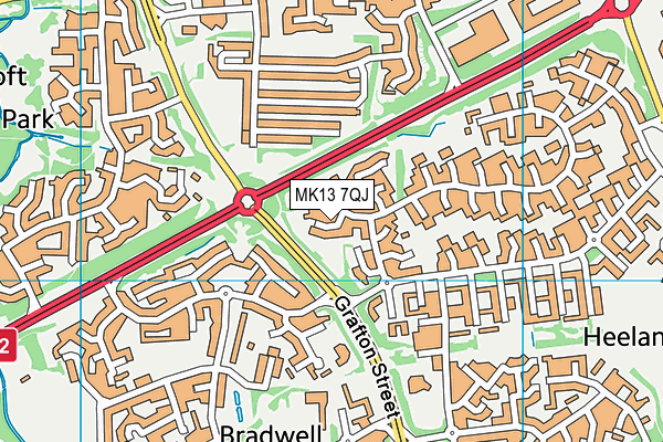 MK13 7QJ map - OS VectorMap District (Ordnance Survey)