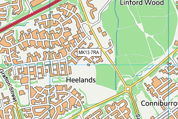 Heelands Sports Ground map (MK13 7RA) - OS VectorMap District (Ordnance Survey)