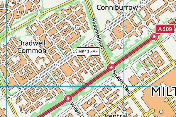 MK13 8AF map - OS VectorMap District (Ordnance Survey)