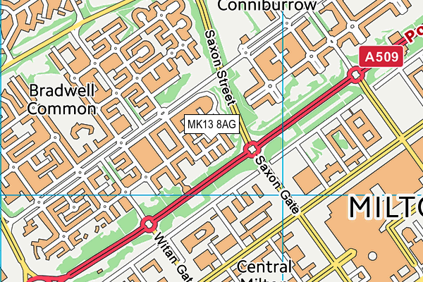 MK13 8AG map - OS VectorMap District (Ordnance Survey)