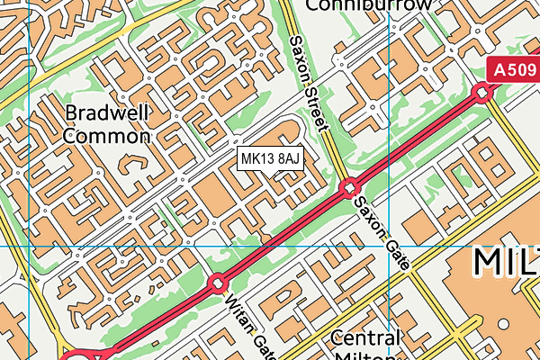 MK13 8AJ map - OS VectorMap District (Ordnance Survey)