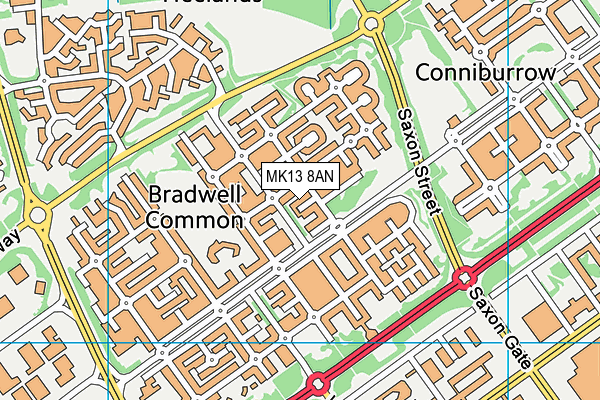 MK13 8AN map - OS VectorMap District (Ordnance Survey)