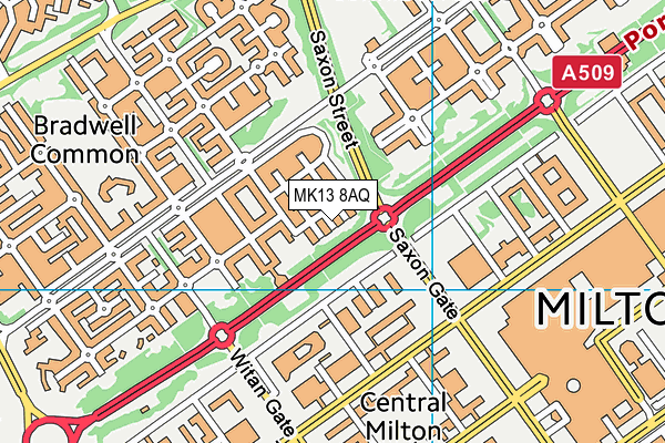 MK13 8AQ map - OS VectorMap District (Ordnance Survey)