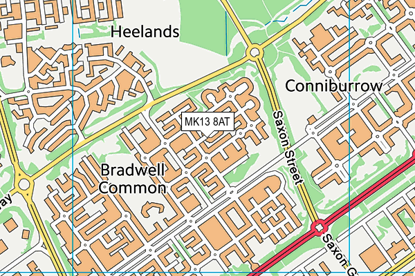 MK13 8AT map - OS VectorMap District (Ordnance Survey)