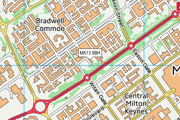 MK13 8BH map - OS VectorMap District (Ordnance Survey)