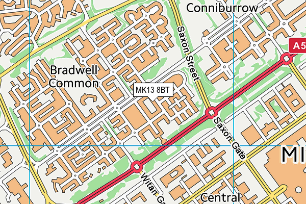 MK13 8BT map - OS VectorMap District (Ordnance Survey)