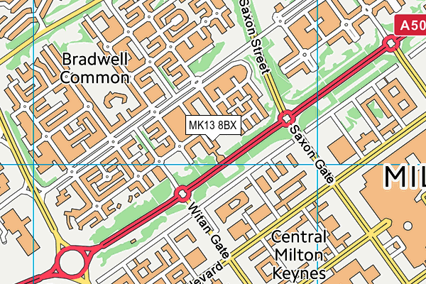 MK13 8BX map - OS VectorMap District (Ordnance Survey)