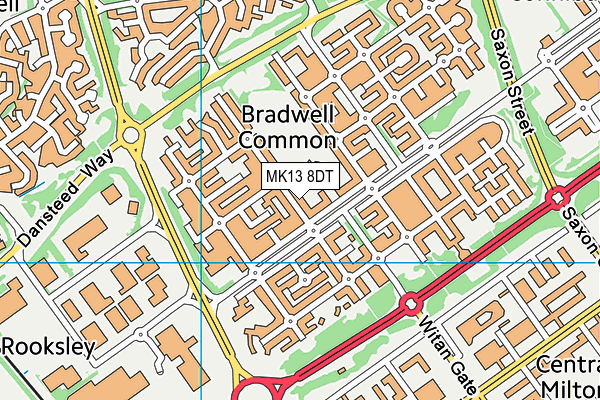 MK13 8DT map - OS VectorMap District (Ordnance Survey)