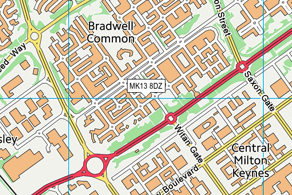 MK13 8DZ map - OS VectorMap District (Ordnance Survey)