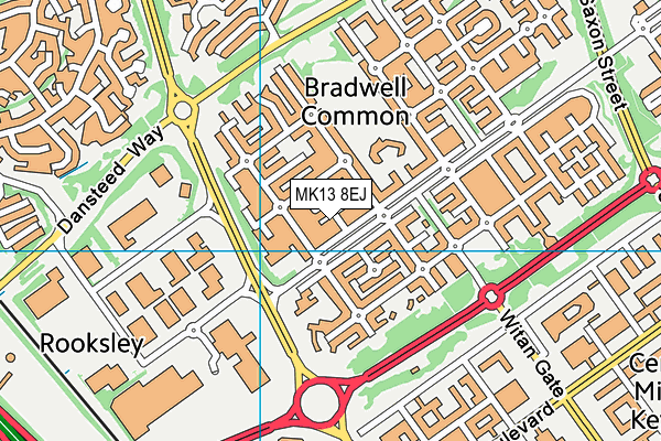 MK13 8EJ map - OS VectorMap District (Ordnance Survey)