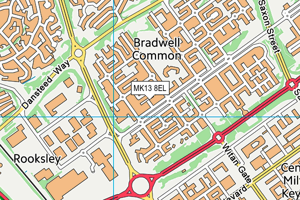 MK13 8EL map - OS VectorMap District (Ordnance Survey)