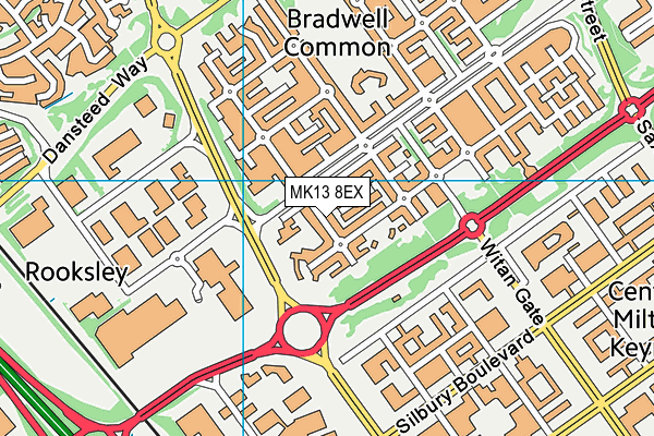 MK13 8EX map - OS VectorMap District (Ordnance Survey)