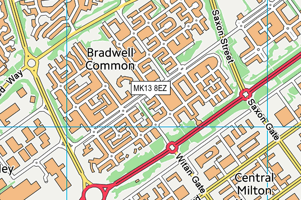 MK13 8EZ map - OS VectorMap District (Ordnance Survey)