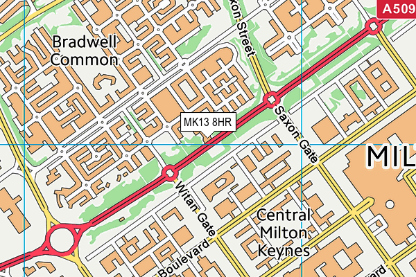 MK13 8HR map - OS VectorMap District (Ordnance Survey)