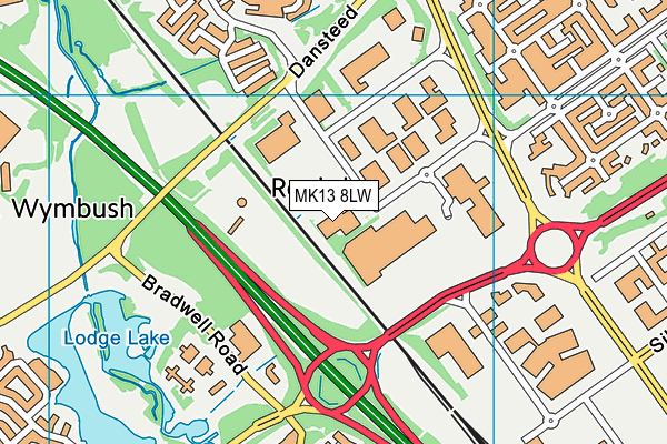 MK13 8LW map - OS VectorMap District (Ordnance Survey)