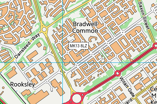 MK13 8LZ map - OS VectorMap District (Ordnance Survey)