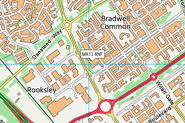 MK13 8NF map - OS VectorMap District (Ordnance Survey)