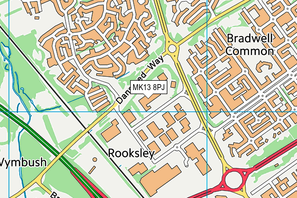 MK13 8PJ map - OS VectorMap District (Ordnance Survey)