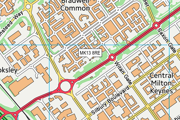 MK13 8RE map - OS VectorMap District (Ordnance Survey)