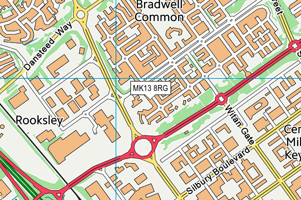 MK13 8RG map - OS VectorMap District (Ordnance Survey)