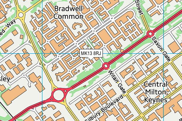 MK13 8RJ map - OS VectorMap District (Ordnance Survey)