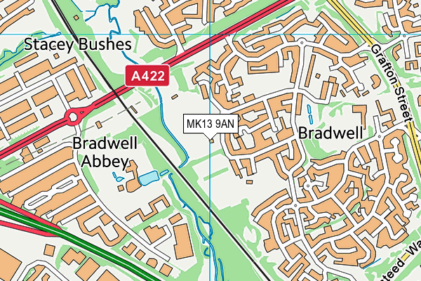 MK13 9AN map - OS VectorMap District (Ordnance Survey)