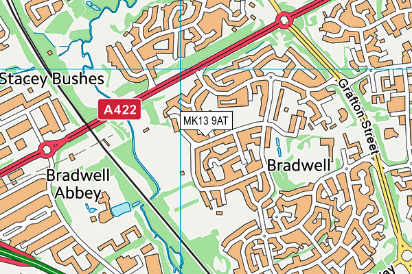 MK13 9AT map - OS VectorMap District (Ordnance Survey)