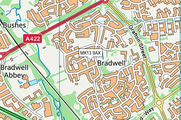 MK13 9AX map - OS VectorMap District (Ordnance Survey)