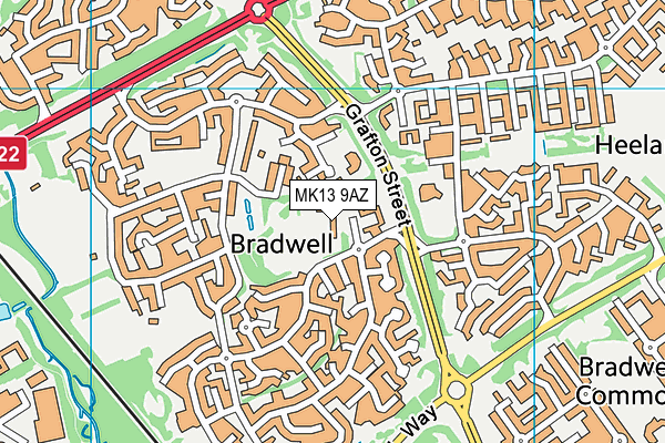Bradwell Village School map (MK13 9AZ) - OS VectorMap District (Ordnance Survey)