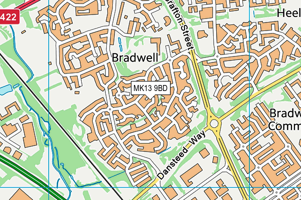 MK13 9BD map - OS VectorMap District (Ordnance Survey)