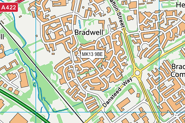 MK13 9BE map - OS VectorMap District (Ordnance Survey)