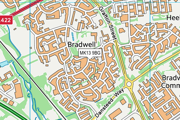 MK13 9BG map - OS VectorMap District (Ordnance Survey)