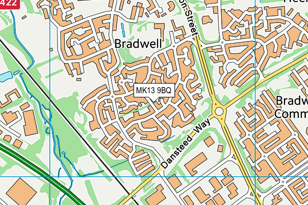 MK13 9BQ map - OS VectorMap District (Ordnance Survey)