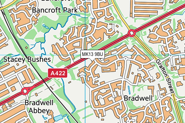 MK13 9BU map - OS VectorMap District (Ordnance Survey)